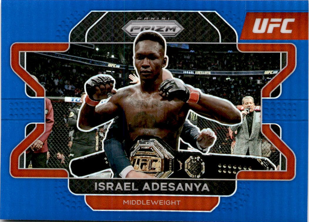 2022 Panini Prizm UFC #23 Israel Adesanya Blue Prizms #/199