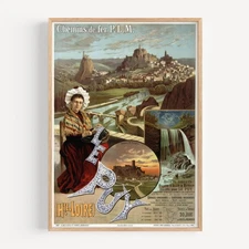 Chemins de fer P.L.M. Le Puy (Haute-Loire) c. 1890s Retro Travel Poster