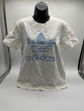 Adidas Womens Large Trefoil Logo Tee White Clear Sky Graphic Shirt