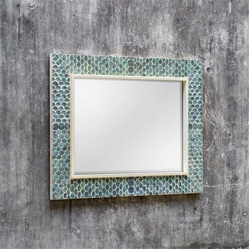 Uttermost Makaria Wood and Resin Decorative Mirror in Coastal Blue/Green/White - Picture 6 of 7