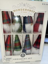 Wondershop 8pc Fabric Gnome Christmas Tree Ornament Set NIB