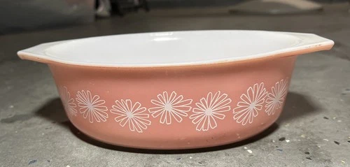 Vtg Pyrex Pink Daisy Cinderella 045 Casserole Baking Dish 2.5 Quart No Lid