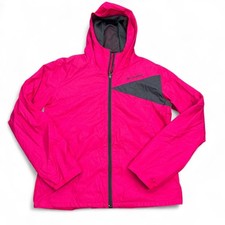 Columbia Nylon Rain Jacket Girls Youth Size Large Neon Pink Full Zip Hooded