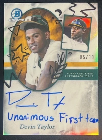 2025 Bowman Draft Devin Taylor Prospect Portrait Inscription Auto /10 Athletics