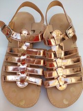 Mini Boden Girls NEW Gladiator Sandals Rose Gold Patent, Size 38/UK 5,NWOT