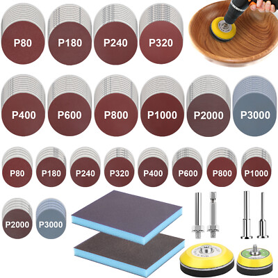 160pcs 2 & 3'' Sanding Discs Kit 80-3000 Grit Sandpaper Pads Hook Loop for Drill