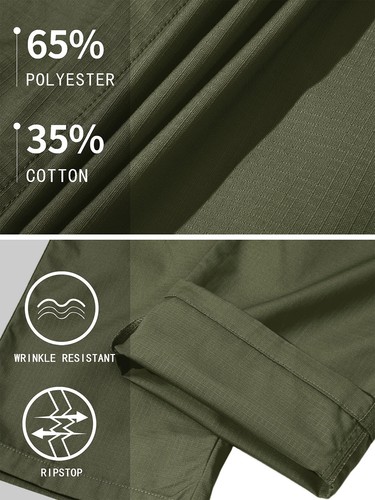 Men's Outdoor Hiking Pants Water Resistant Rip-stop Cargo Work 9 Pockets Pants - Picture 30 of 60