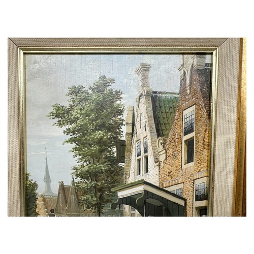 VINTAGE DUTCH OIL ON BOARD R. VERGEER NETHERLANDS 1894 - 1969 ** DUTCH STREET ** - Picture 3 of 10