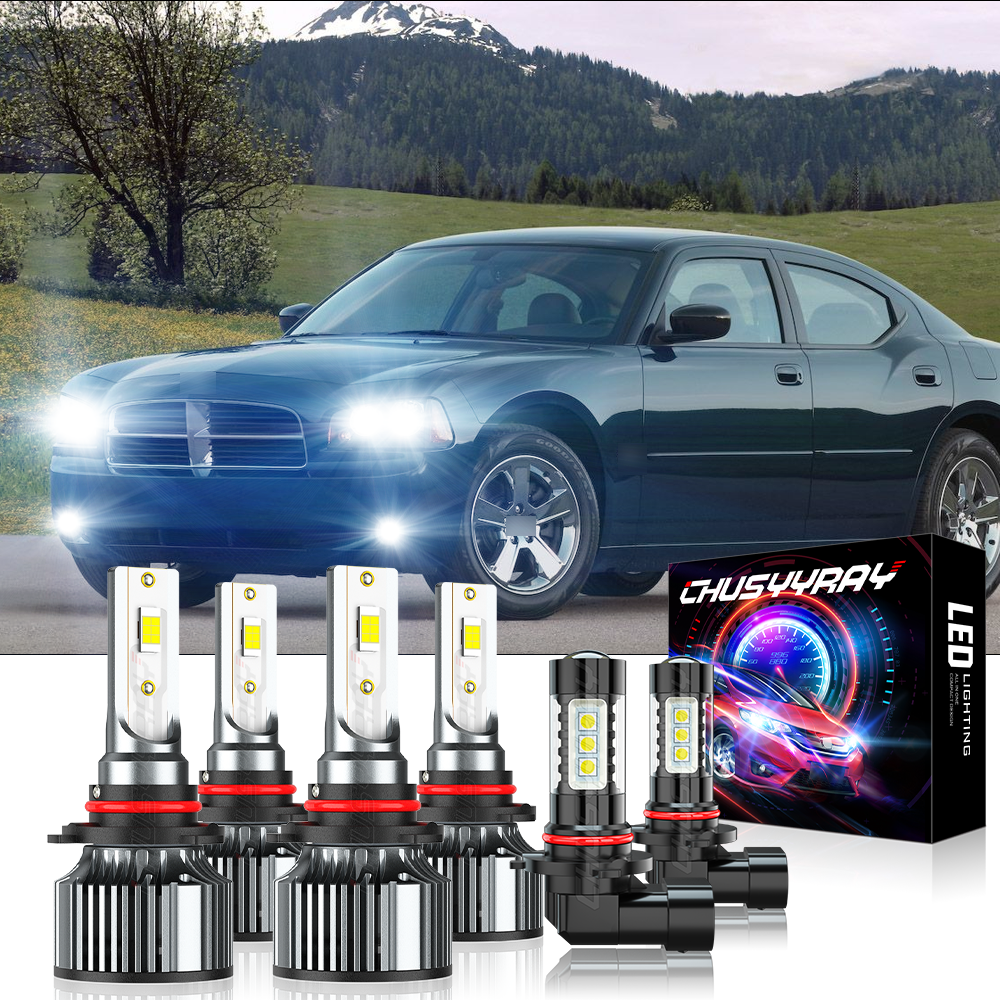 For Dodge Charger 2006-2007-2008-2009 6x 6500K LED Headlights Hi/Low Fog  Lights | eBay
