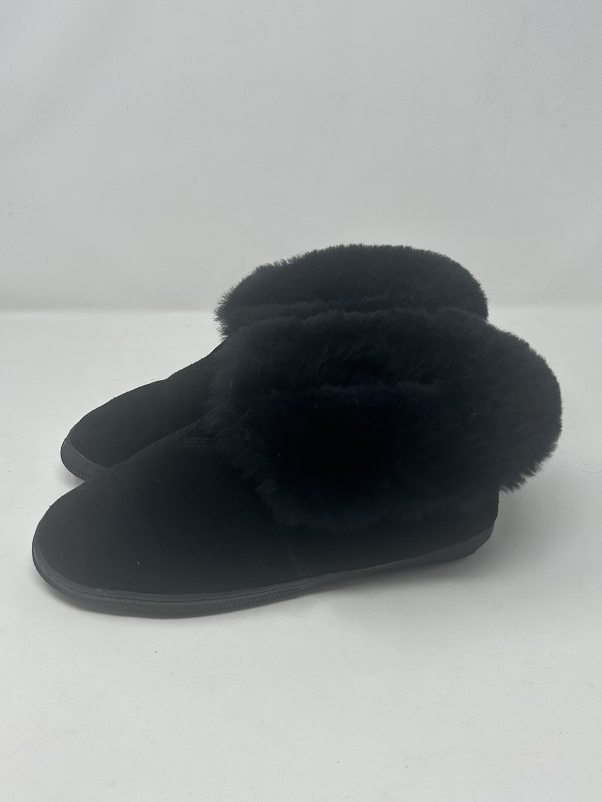 SAOLA Pantofole da donna nere BEARPAW taglia 7 giri suola in gomma con finiture in pelliccia