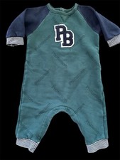 Petit Bateau EUC Green/Blue Colorblock Midweight Cotton Knit Coverall-6 Months
