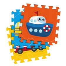 Puzzle Tappeto 9 Mattonelle Componibile 30x30 con Veicoli per Bimbi