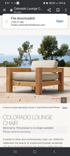 Restoration Hardware Outdoor Lounge Chair Cover In Black For Colorado Chair - Picture 2 of 7