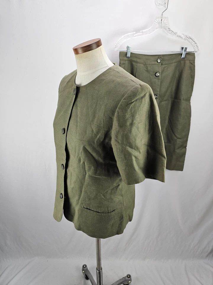 Женская зеленая льняная юбка-костюм Liz Claiborne 12 - Изображение 3 из 4