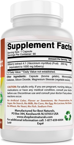 Best Naturals Bilberry Extract 1000 mg 90 Capsules - Picture 5 of 7