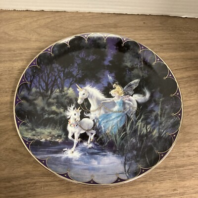 Bradford Exchange Mimi Jobe Twilight Trio Fairyland Unicorn Plate