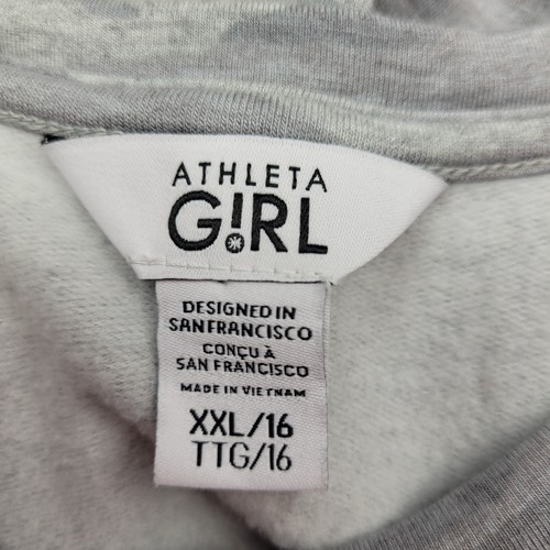 Athleta Girl Cozy Cross Your Fingers Sweatshirt Girl's Size XXL 16 Gray Camo - Picture 7 of 11