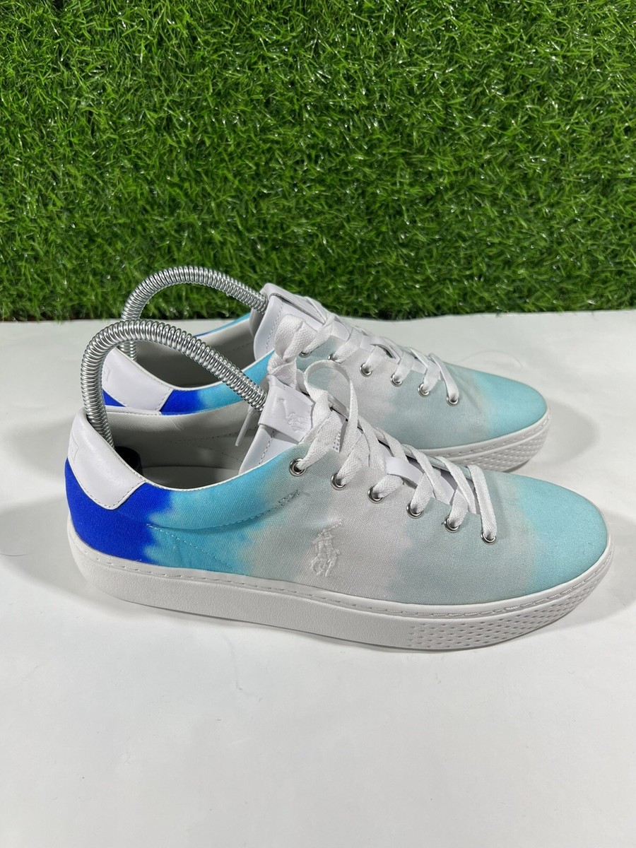 Polo Ralph Lauren Women Blue Tie Dye Court 125 Canvas Sneaker Size