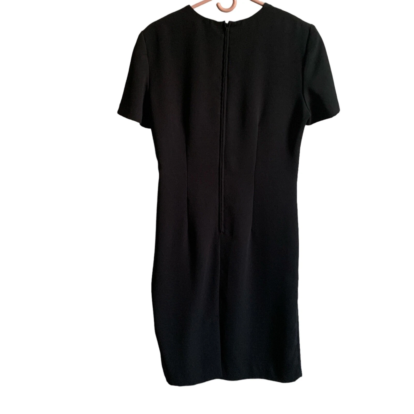 VETEMENTS Abito Positive Attitude TAGLIA 10 nero vita raccolta ufficio lunghezza ginocchio USA