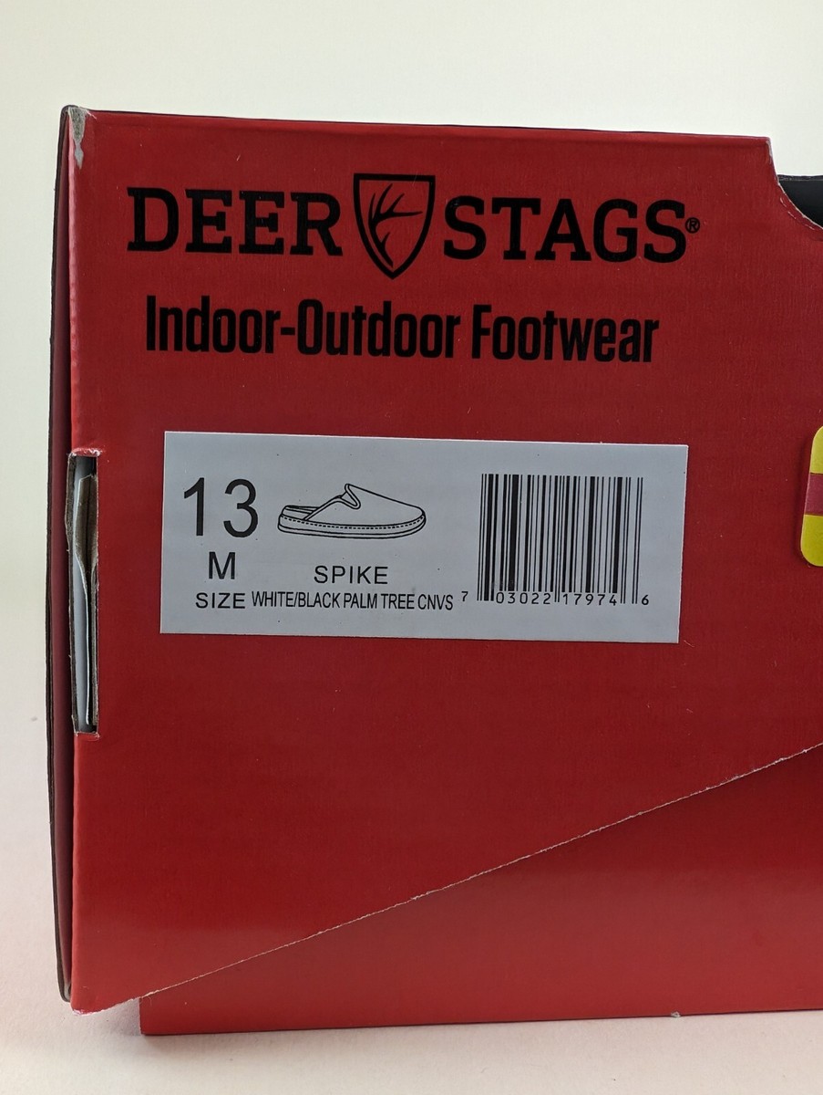Deer Stags Men\'s White Palm Print Canvas Spike Indoor/Outdoor Slippers Size 13 DEER STAGS Slipperooz Spike Slippers Mens 13 White Canvas  main image 3
