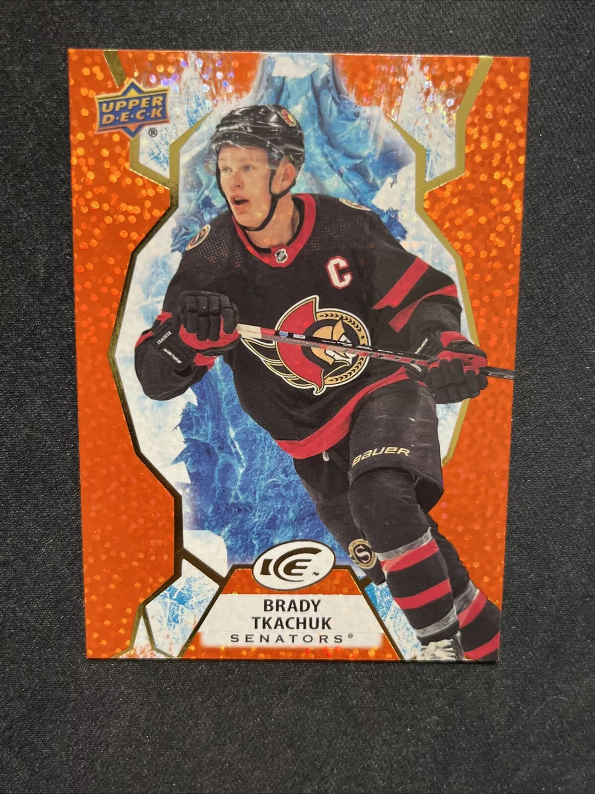 21-22 UD ICE Hockey Orange Parallel 99 Brady Tkachuk