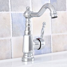 Polished Chrome Swivel Bathroom Basin Faucet Single Handle Hole Mixer Tap zsf635
