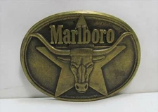 Vintage Western Marlboro Belt Buckle Solid Brass Philip Morris 1987 cigarettes