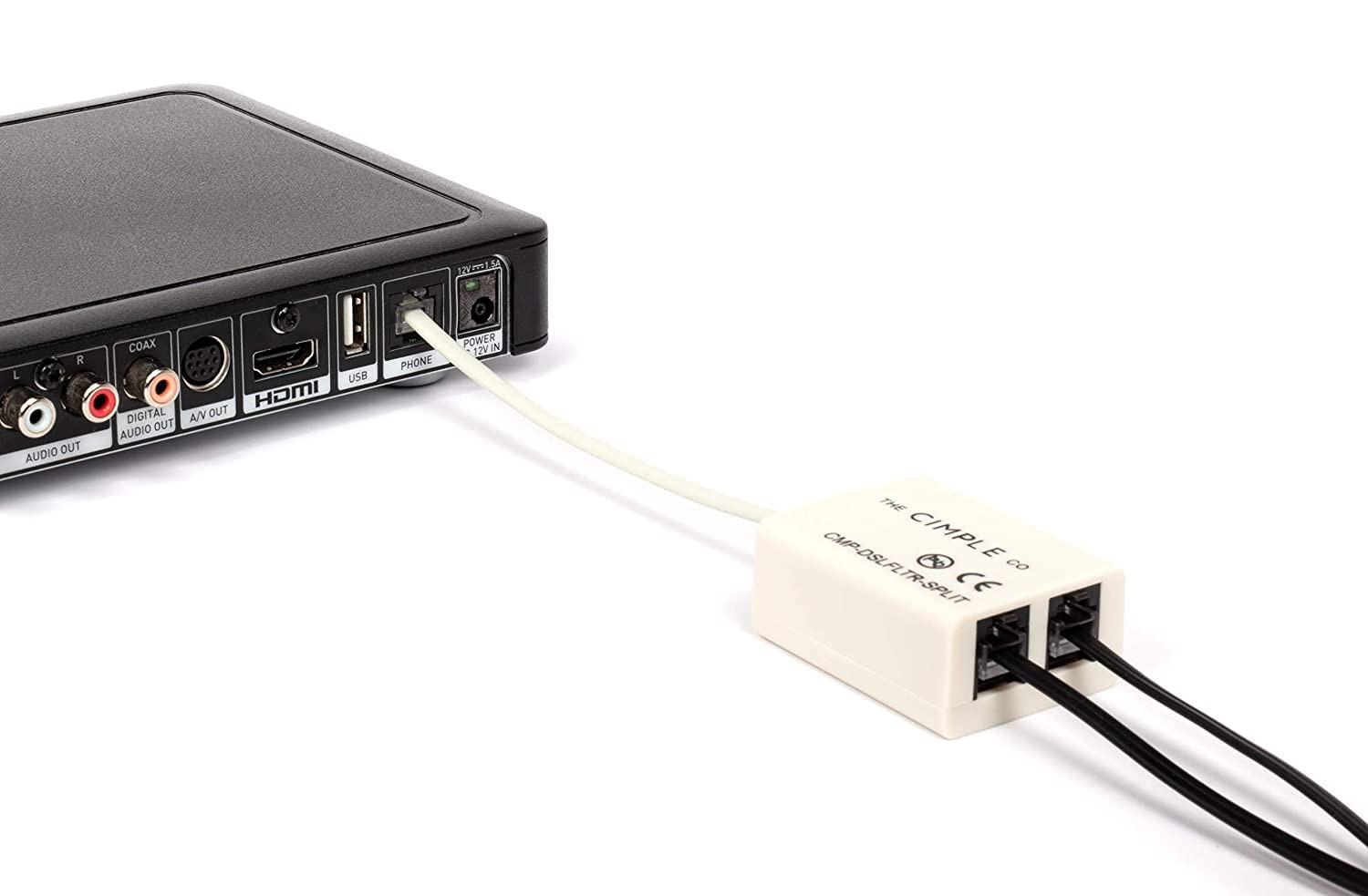 THE CIMPLE CO Modem Phone Filter, 1 Pack, DSL Splitter, 2 Wire, 1 Line, Removes 