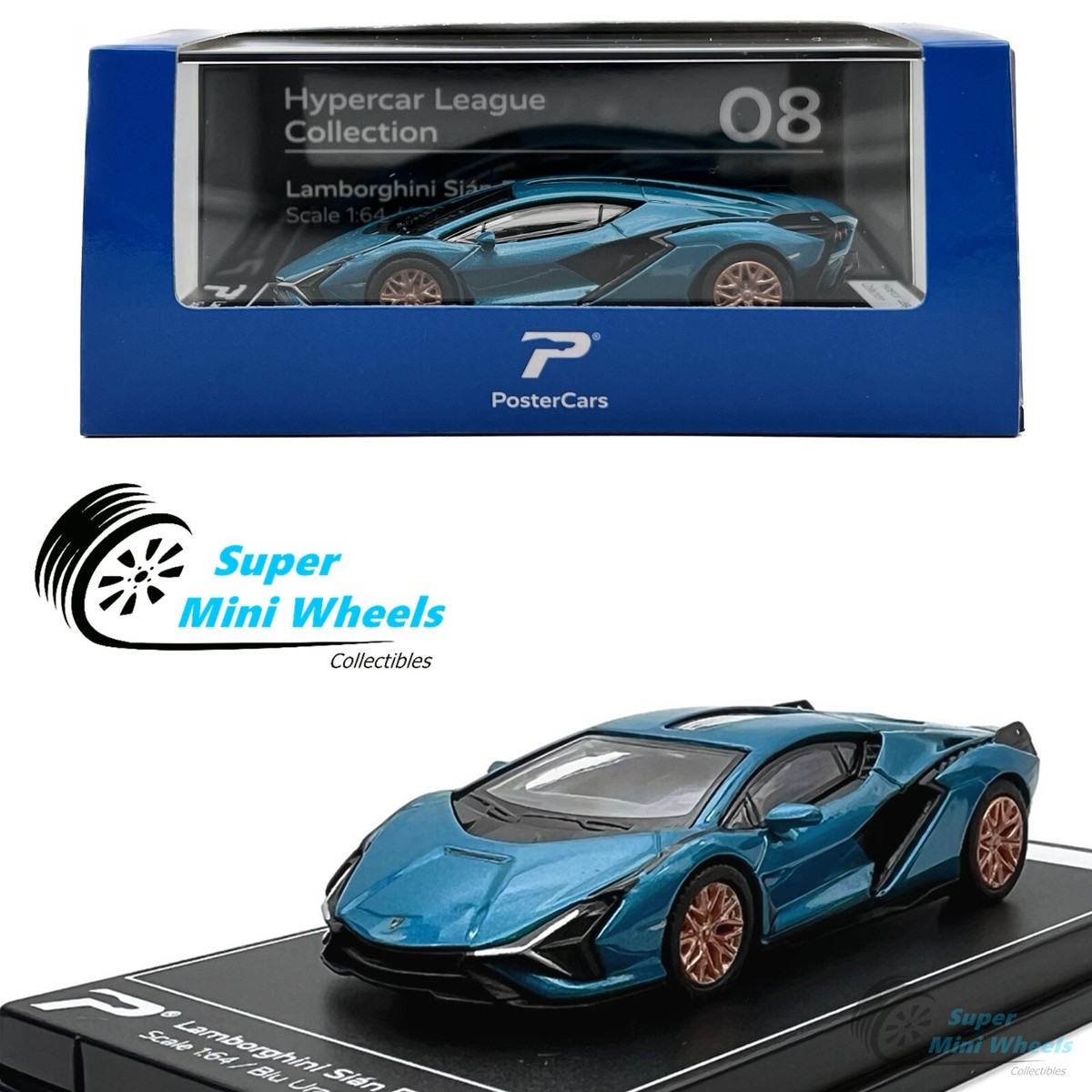 PosterCars 1:64 Lamborghini Sian FKP 37 (Blue) Hypercar League