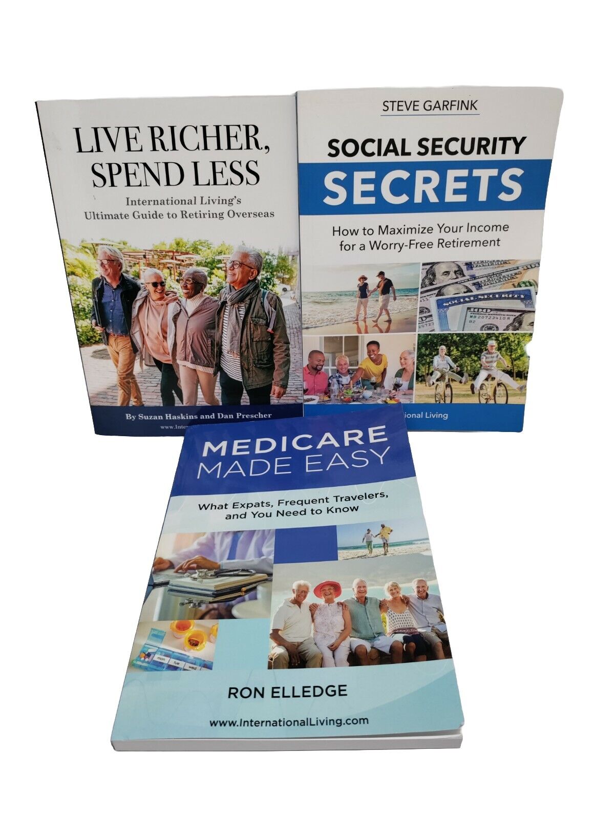 International Living Retirement 3 Paperback Lot Social Security, Medicare Etc