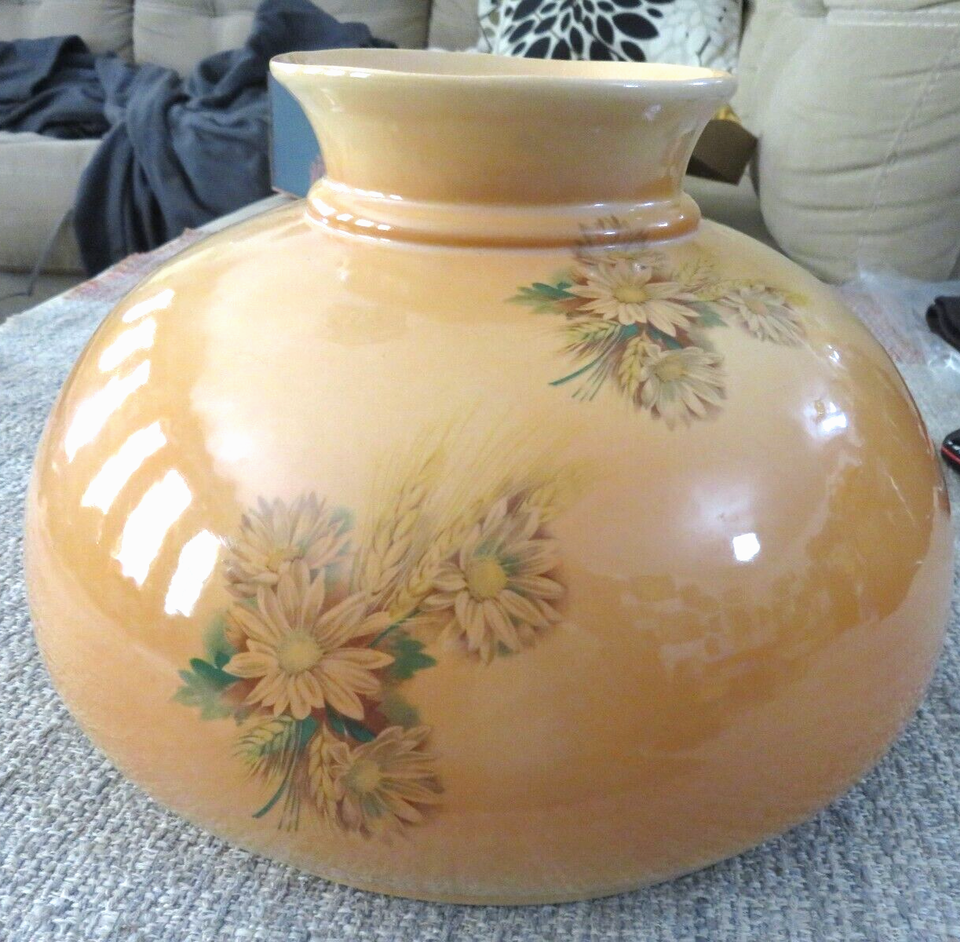 Vintage GWTW 10" Fitter Orange Hurricane Oil / Electric Glass Dome Lamp