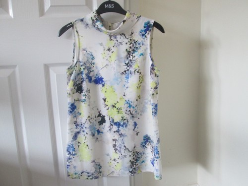 Coast Ivory Floral Sleeveless Roll Neck Top Size 8