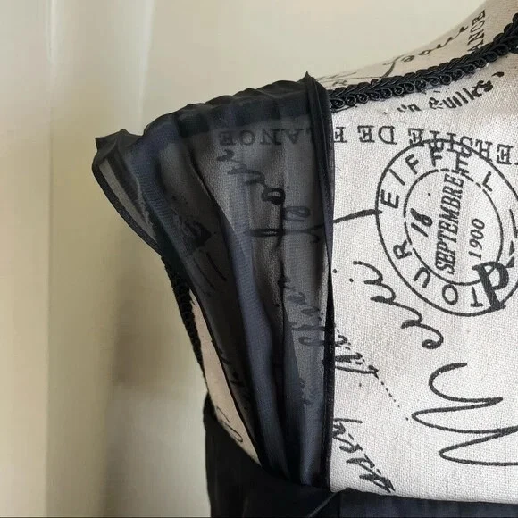 Vestido Randolph Duke The Look Vintage Transparente Mangas Gorra Vaina Midi Negro Talla 12 Foto 2 de 4