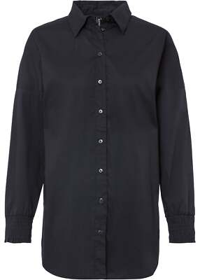 Longbluse Gr. 44 Schwarz Damen Langarm-Bluse Hemd Shirt Tunika Neu*