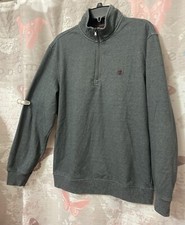 IZOD Advantage Performance Sweater Mens M Gray 1/4 Zip Fleece Pullover Golf