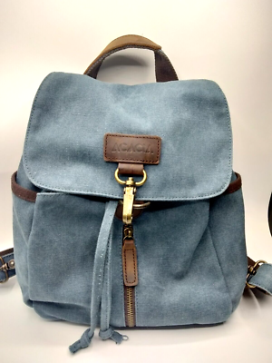 blue and brown leather backpack Acacia Blue Canvas Backpack Leather Adjustable