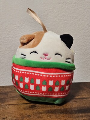 Squishmallow Cam The Calico Cat Christmas Holiday Ugly Sweater  Ornament Mini
