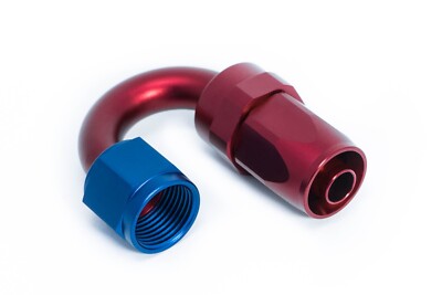 Alu Fitting Dash 6 / -6 AN / JIC 6 Anschluss 180° Blau/Rot eloxiert