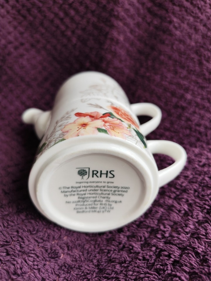 KIMM & MILLER RHS TEA FOR ONE CERAMIC SET FLORAL TEAPOT & CUP NEW