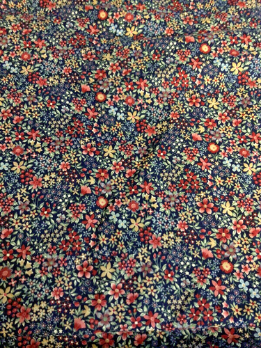 VTG `90`s Joan Kessler Beautiful Navy Floral Calico For Concord Fabric 44" BTFQ - Picture 3 of 6