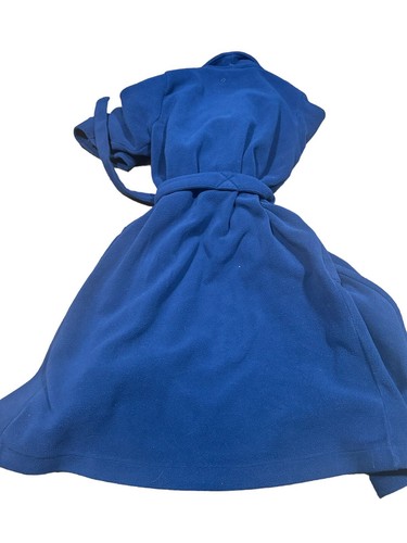 LL Bean Kids M Bath Robe Navy Blue Wrap Around Tie Good Condition - Picture 2 of 4