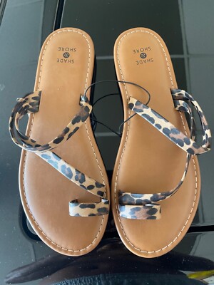 WOMEN S BROWN LEOPARD SANDALS BRAND NEW WITH TOE LOOP SIZE 6, 7 & 10