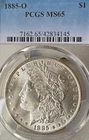 1885-O MS65 Flashy PCGS New Orleans Mint Morgan Silver Dollar
