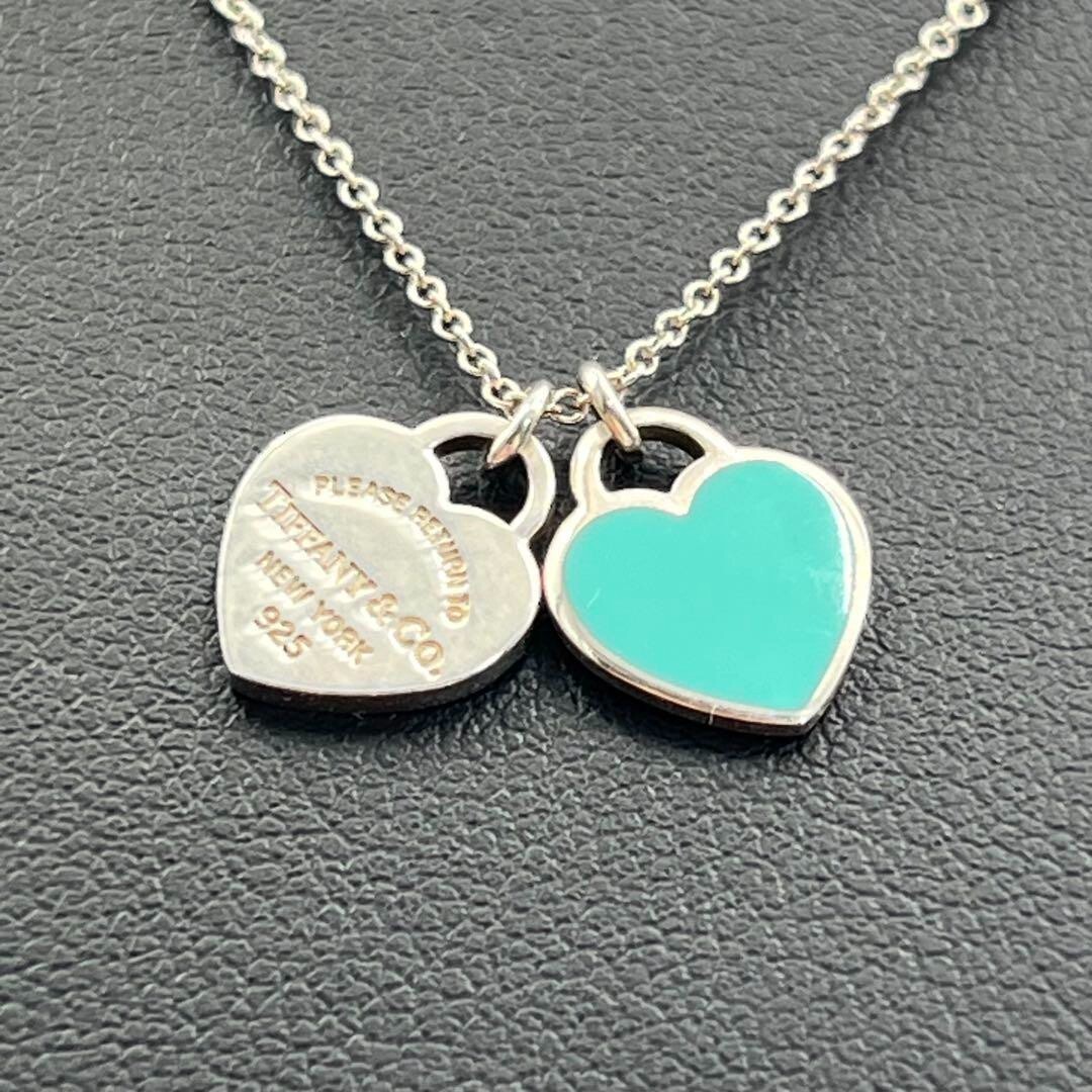 TIFFANY & Co. Return to Mini Double Heart Pendant Necklace Enamel