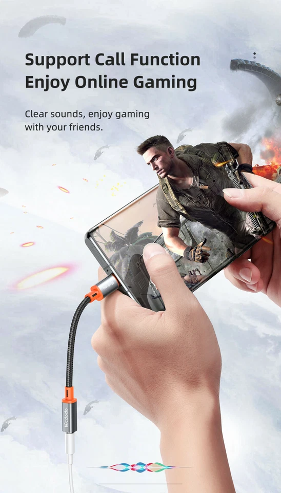 Mcdodo USB C to 3.5mm Jack Aux Headphones Audio DAC Adapter Braided Cable 11cm - Image 4 of 4