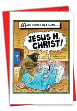 1 Funny Christmas Card with Envelope - Jesus H Christ - Happy Holidays