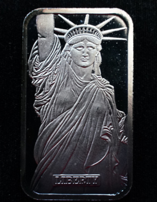 Vintage 1982 Statue of Liberty MTB JM 999 1oz FINE Silver Art Bar