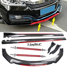Front Bumper Lip Spoiler/ Body Kit+Side Skirt Carbon Fiber For Honda Accord