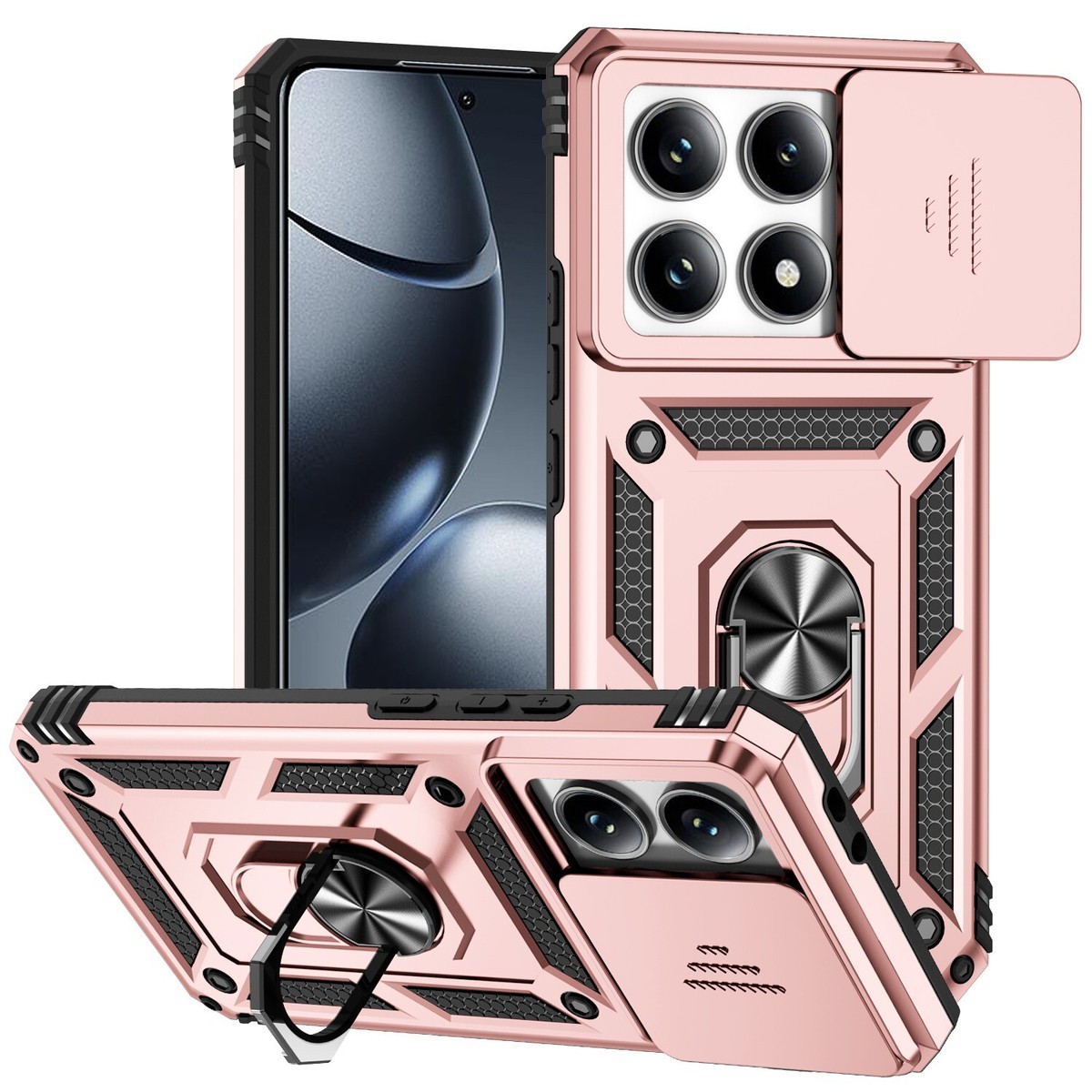 Cover Xiaomi 13T Pro Antiurto in TPU Blu con Supporto Ring 360