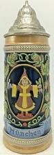 Vintage Gerz West Germany Lidded Beer Stein Mug Munchen Munich Monk